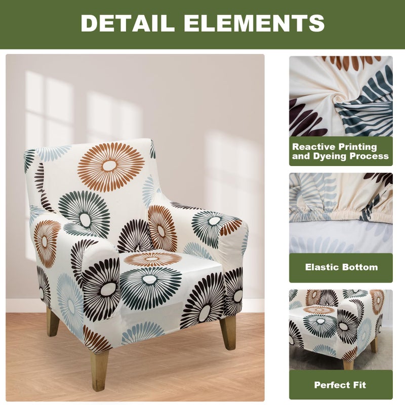 FUANGUI Banquet Armchair Slipcover Printed Chair Covers with Arms Stretch Club Chair Slipcover Soft Armchair Sofa Covers Anti-Slip Furniture Protector for Dogs Pets Home Living Room Decor - Image 2