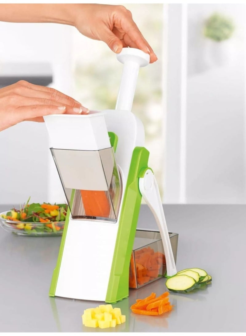 Multi-Functional Vegetable Cutter & Slicer | Hand Press Food Chopper with Built-In Container | Safe & Easy Kitchen Gadget for Carrots, Potatoes, Zucchini & More - Image 1