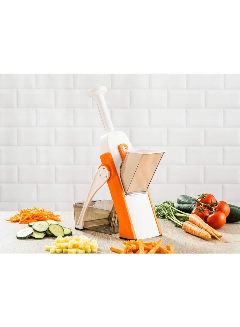Multi-Functional Vegetable Cutter & Slicer | Hand Press Food Chopper with Built-In Container | Safe & Easy Kitchen Gadget for Carrots, Potatoes, Zucchini & More - Image 2