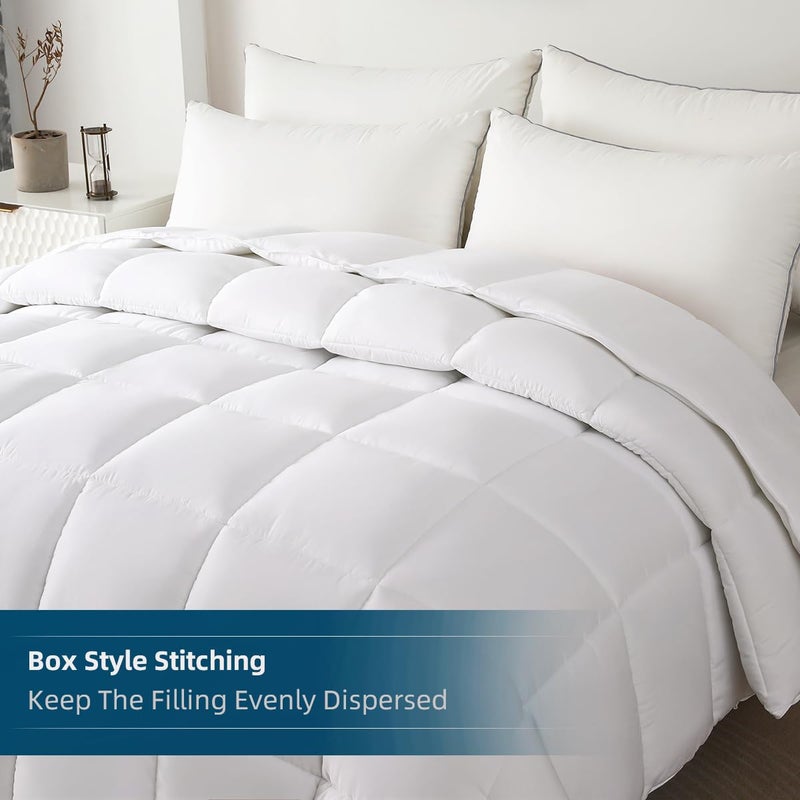 STWIENER Soft Alaskan King Comforter 132"x120" Extra Large Lightweight Quilted Down Alternative All Season Fluffy Breathable Microfiber White - Image 5