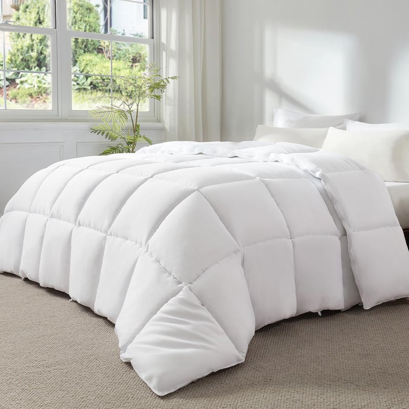 STWIENER Soft Alaskan King Comforter 132"x120" Extra Large Lightweight Quilted Down Alternative All Season Fluffy Breathable Microfiber White - Image 4