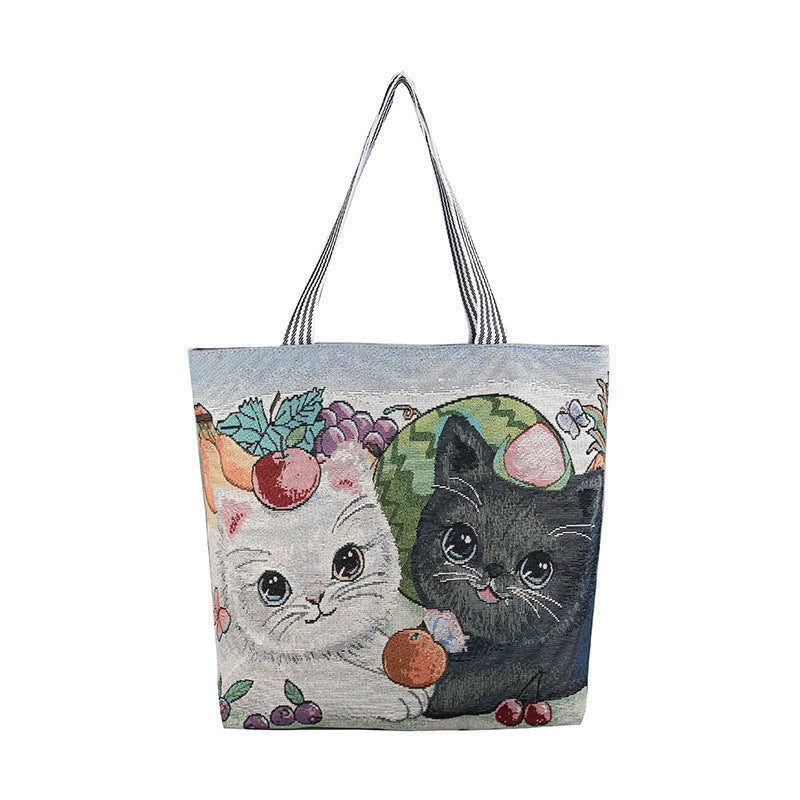 Harajuku Style Jacquard Canvas Bag, Artistic Large-Capacity Shoulder Bag, Linen Trendy Cool Ethnic Style Women'S Bag - Image 1