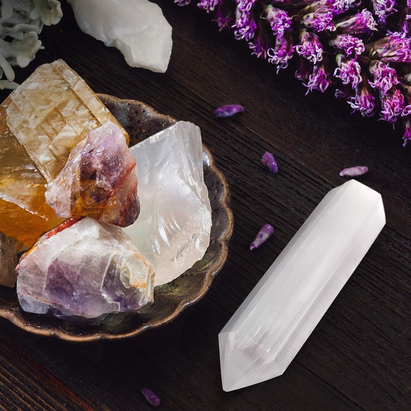 Om Zone 6-inch Moroccan Selenite Tower Large Crystal Point Wand Generator Obelisk for Energy Cleansing, Meditation, Reiki, Intuition, Spiritual Healing, Collection of Healing Crystals and Stones. (1)  - Image 5