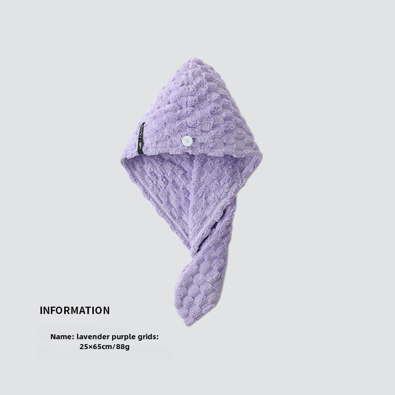 Thick Coral Fleece Hair Drying Cap for Women Smoked purple hair drying cap (25*65)