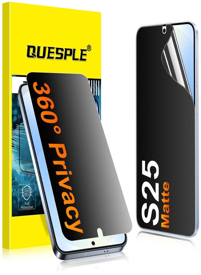 QUESPLE 2 Pack for Samsung Galaxy S25 Matte Privacy Screen Protector [Not Glass], 360° Anti-Spy, Anti-Scratch, Anti-Glare, Support Fingerprint Unlock - Image 1