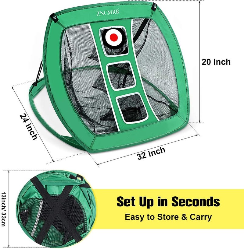 ZNCMRR Pop Up Golf Chipping Net, Indoor/Outdoor Golfing Target Net Collapsible Portable Golf Hitting Net with 15 Training Balls and 2 Hitting Mats for Backyard Driving and Swing - Image 2