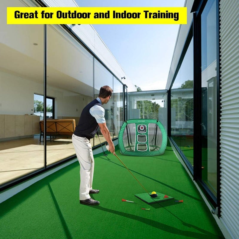 ZNCMRR Pop Up Golf Chipping Net, Indoor/Outdoor Golfing Target Net Collapsible Portable Golf Hitting Net with 15 Training Balls and 2 Hitting Mats for Backyard Driving and Swing - Image 5