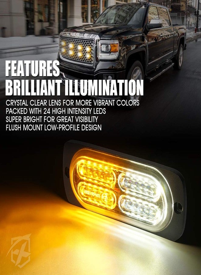 Xprite Surface Mount Strobe Lights Kit with Control Panel, Amber White Grill Grille Side Marker Flashing Emergency Warning Light for Trucks Vehicles ATV RV Cars Van 8PCS - Image 3