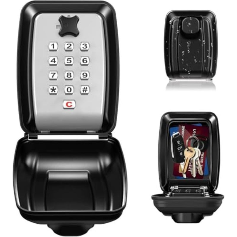 Key Lock Box, Wall Mount Lock Box for House Key, Outdoor Key Safe Lock Box with 12-Digit Combination Password, Weatherproof Key Lock Box with Code for Home, Office, Garage, School, Gym - Image 1