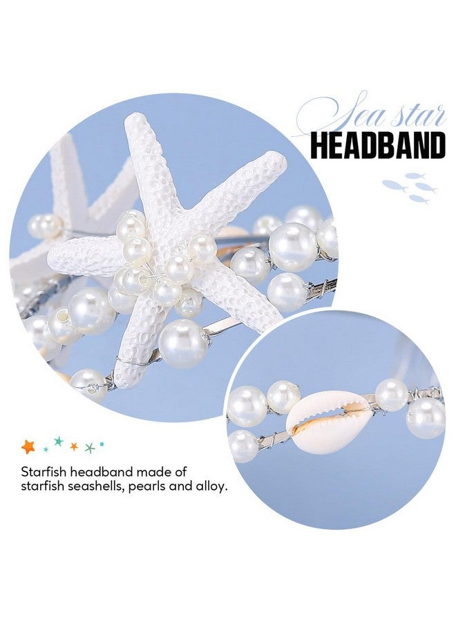 Yean Starfish Bride Wedding Headband Pearl Shell Headpiece Beach Bridal Hair Accessories For Women And Girls - Image 4