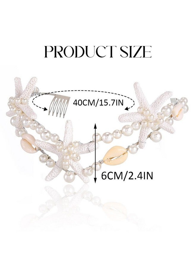 Yean Starfish Bride Wedding Headband Pearl Shell Headpiece Beach Bridal Hair Accessories For Women And Girls - Image 5