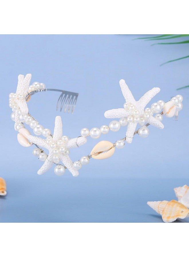 Yean Starfish Bride Wedding Headband Pearl Shell Headpiece Beach Bridal Hair Accessories For Women And Girls - Image 2