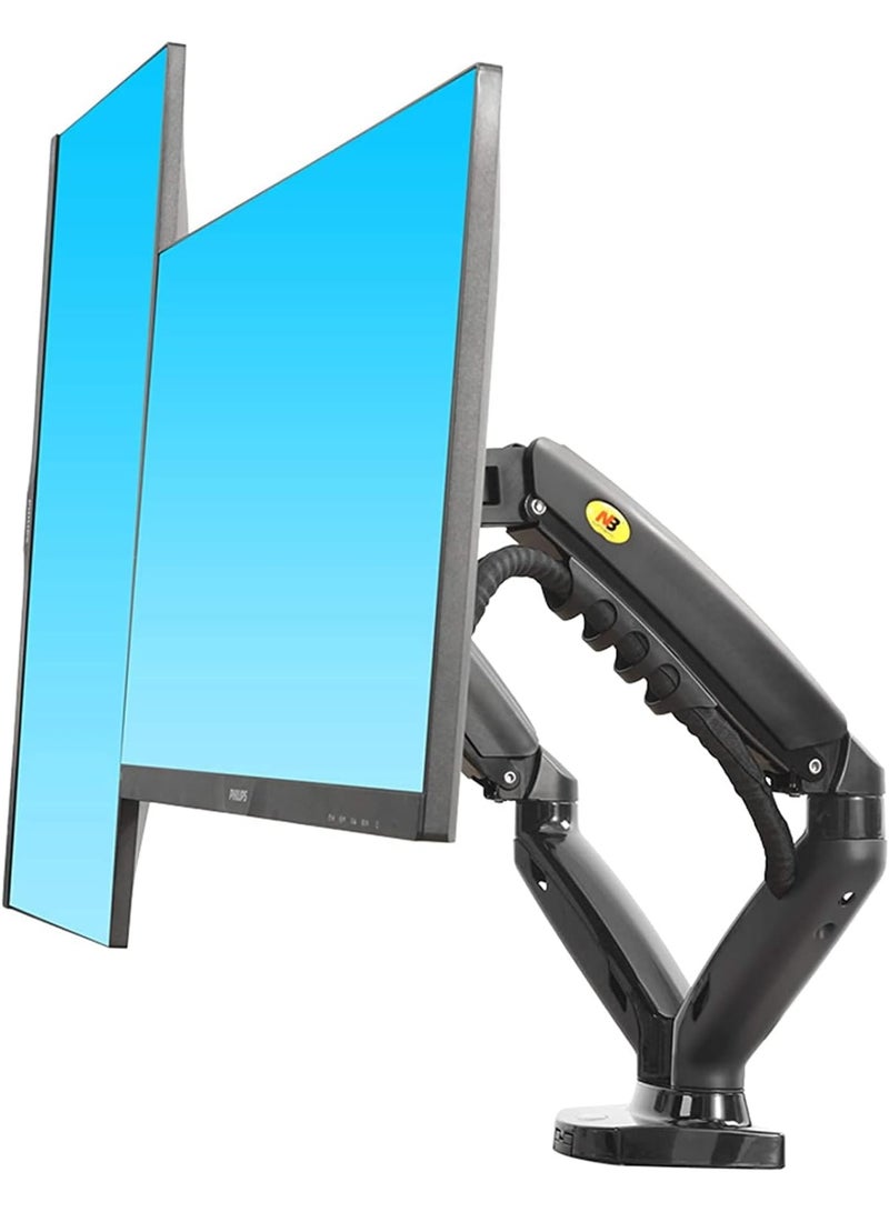 Dual Monitor Desk Mount, Full Motion Swivel Computer Monitor Arm for Two 17-27 Inch Monitors with Load Capacity 4.4~19.8 lbs Each - Image 1