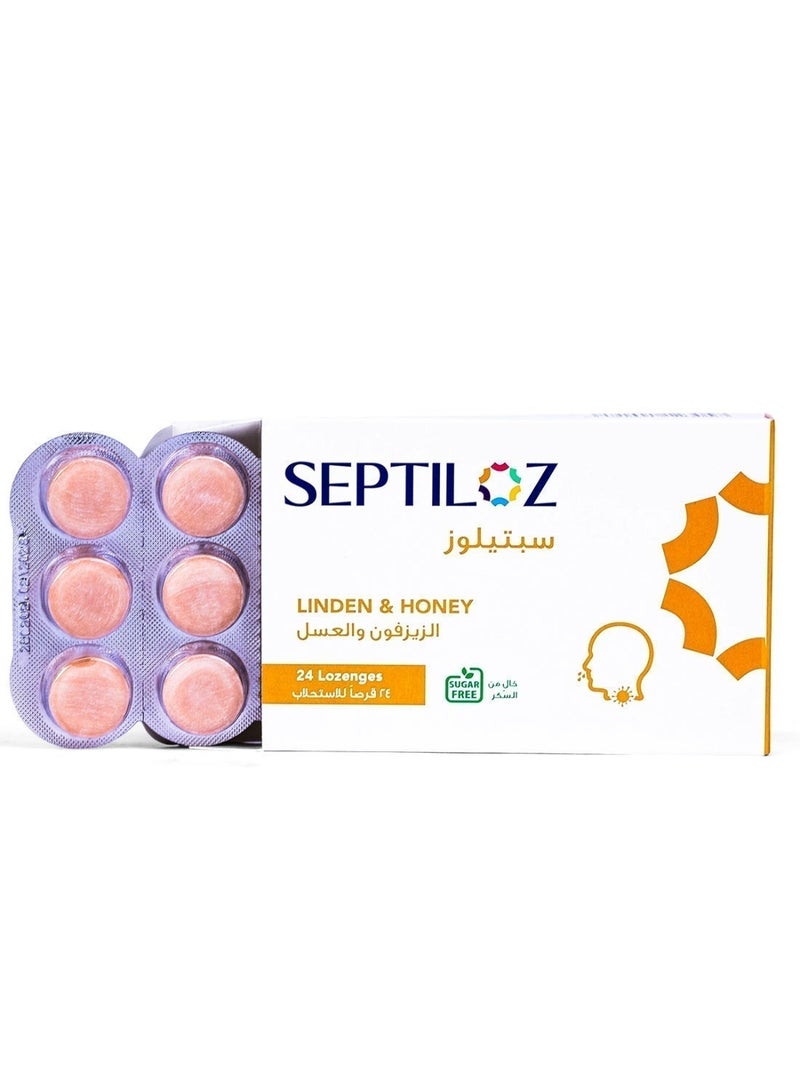 Septiloz Linden & Honey Flavor Lozenges Sugar Free - Gentle Soothing - 24 Count - Image 3
