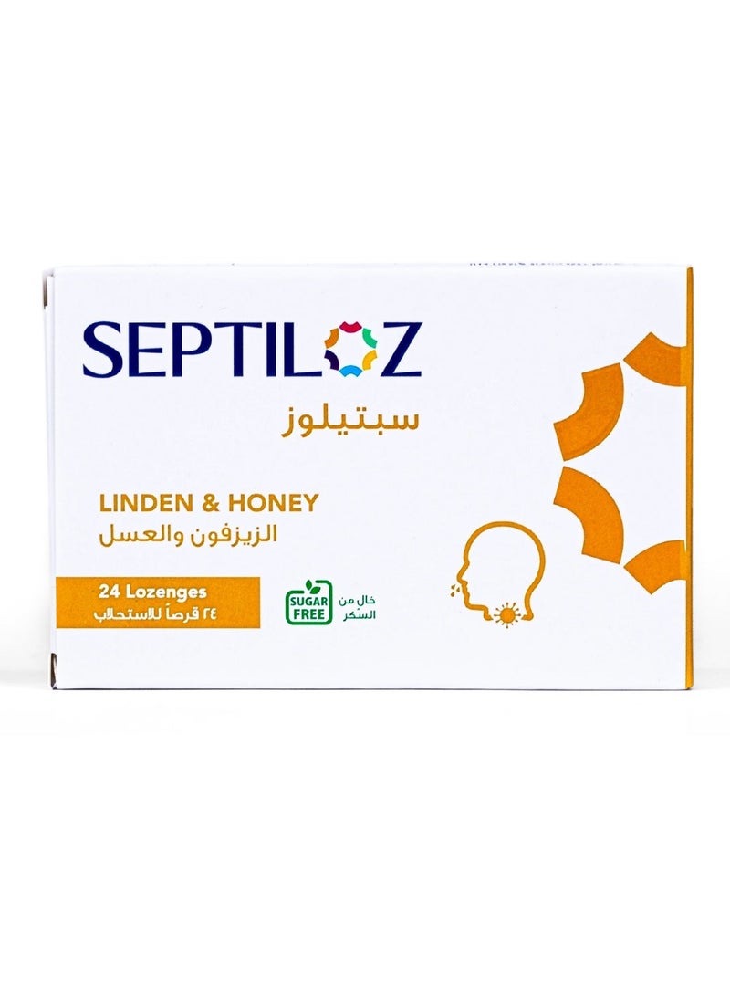 Septiloz Linden & Honey Flavor Lozenges Sugar Free - Gentle Soothing - 24 Count - Image 2