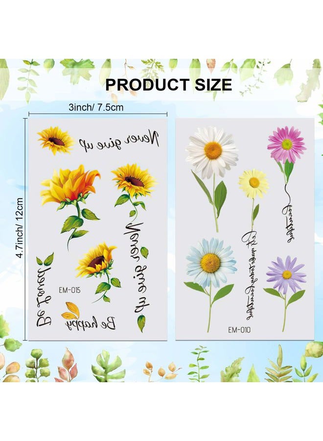 Konsait 25 Sheets Flower Temporary Tattoos, Fake Tiny Temporary Tattoo Waterproof Body Art Sticker for Women Girls Kids,Hand Neck Wrist, Brirthday Party Favour Supplies,Party Bags Filler - Image 2