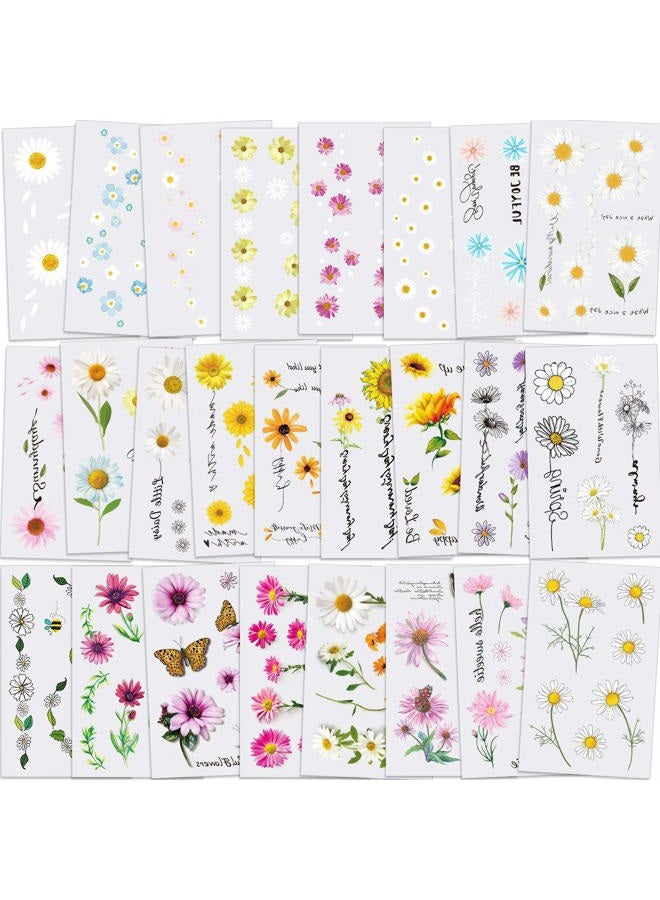 Konsait 25 Sheets Flower Temporary Tattoos, Fake Tiny Temporary Tattoo Waterproof Body Art Sticker for Women Girls Kids,Hand Neck Wrist, Brirthday Party Favour Supplies,Party Bags Filler - Image 1