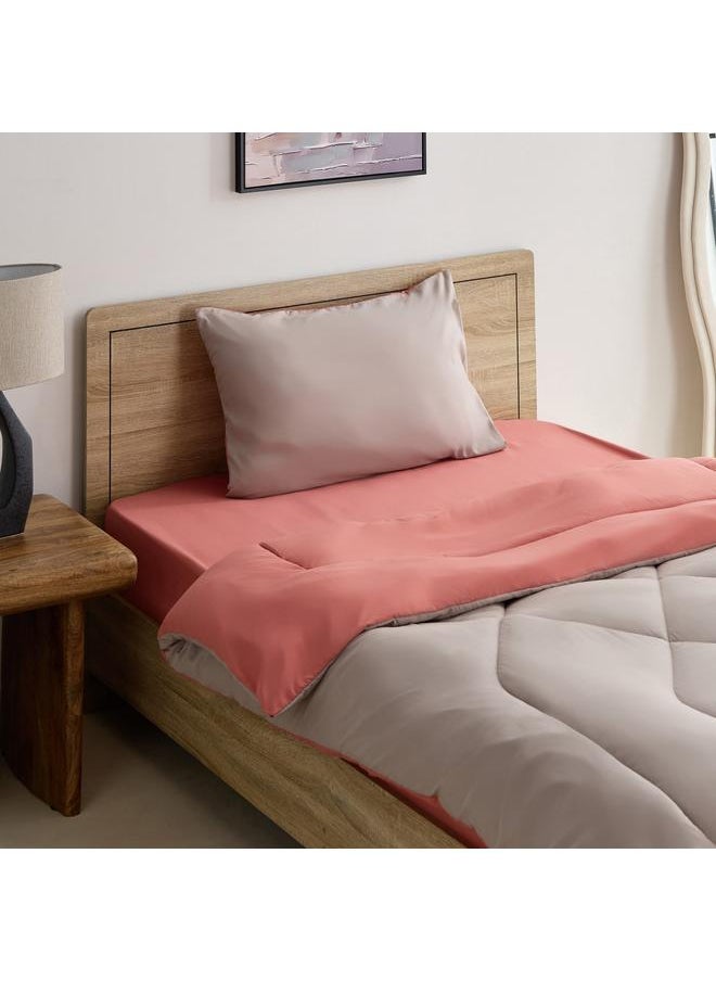 Home Box Derby 2-Piece Reversible Microfiber Single Comforter Set - 135x220 cm  - Image 1
