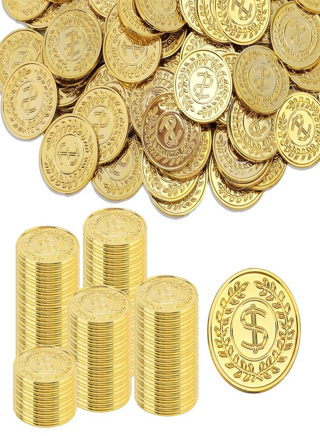 Gabrella 200 Pcs Plastic Gold Coins, 1.37 Inch Fake Coins Pirate Coin Tokens, Pirate Party Decorations Teacher Classroom Reward Adventure Theme Party Supplies - Image 1