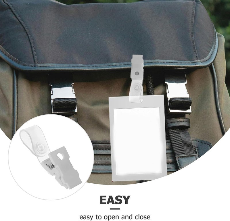 Homoyoyo 100pcs White PVC Id Card Clips Badge Clips with Straps Strong and Easy to Carry Name Tag Badge Holders for Work and Office Use - Image 2