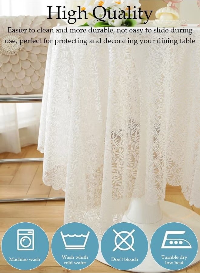 مفارش طاولة مستديرة بيضاء من البوليستر، مفارش طاولة قابلة للغسل بكميات كبيرة، أغطية طاولة من قماش البوليستر لغرفة الطعام والمطعم والحفلات والمطبخ، 90 سم - Image 3