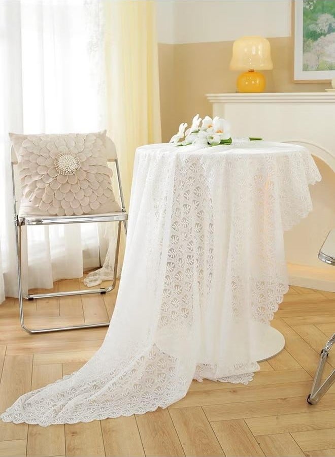 مفارش طاولة مستديرة بيضاء من البوليستر، مفارش طاولة قابلة للغسل بكميات كبيرة، أغطية طاولة من قماش البوليستر لغرفة الطعام والمطعم والحفلات والمطبخ، 90 سم - Image 5