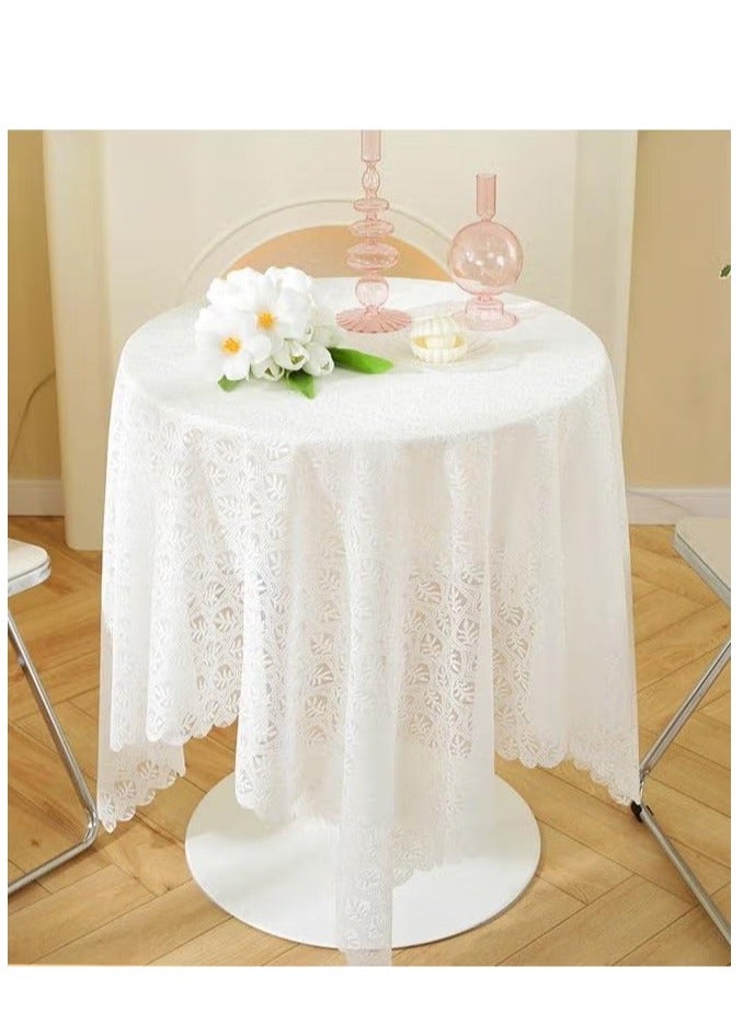 مفارش طاولة مستديرة بيضاء من البوليستر، مفارش طاولة قابلة للغسل بكميات كبيرة، أغطية طاولة من قماش البوليستر لغرفة الطعام والمطعم والحفلات والمطبخ، 90 سم - Image 1