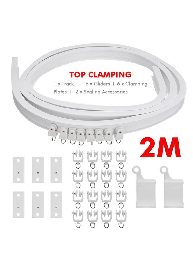 2M Flexible Ceiling Curtain Track Bendable Window Rod Rail Straight Curve Shower Curtain Adjustable Steel Reinforced Nano Plastic for Bay Window Balcony Toilet U L Z Arc Circle  - Image 2