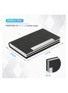 KASTWAVE Business Card Holder Business Card Case Metal Card Holders for Men & Women Professional Business Card Wallet Credit Cards Holder Name Card Holder PU Leather & Stainless Steel Black Carbon  - Image 5