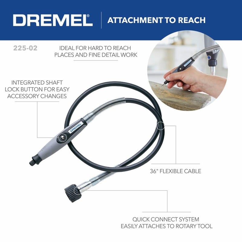 Dremel Flex Shaft Rotary Tool Attachment with Comfort Grip and 36â€ Long Cable - Engraver, Polisher, and Mini Sander- Ideal for Detail Metal Engraving, Wood Carving, and Jewelry Polishing, 225-02 - Image 4