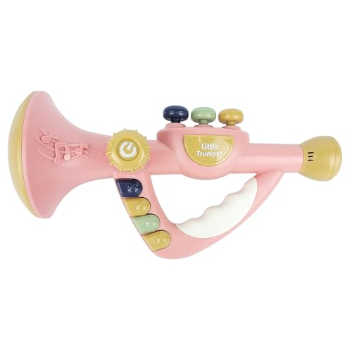 IIROMECI Musical Toys for Kids Little Trumpet Toy for Toddlers Blow Horn Baby Educational Toys Infants Music Toy for Girls Boys Ages 1 2 3 Years Old Pink - Image 1