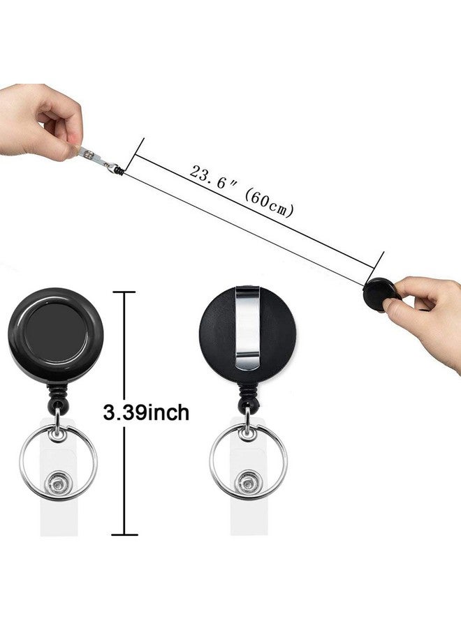 Youowo 5 Pack Black Lanyards Retractable With Id Badges Holder Retractable Badge Reels Lanyard Vertical Lanyard With Id Badge Holder Neck Lanyard For Keys Card Holder - Image 5