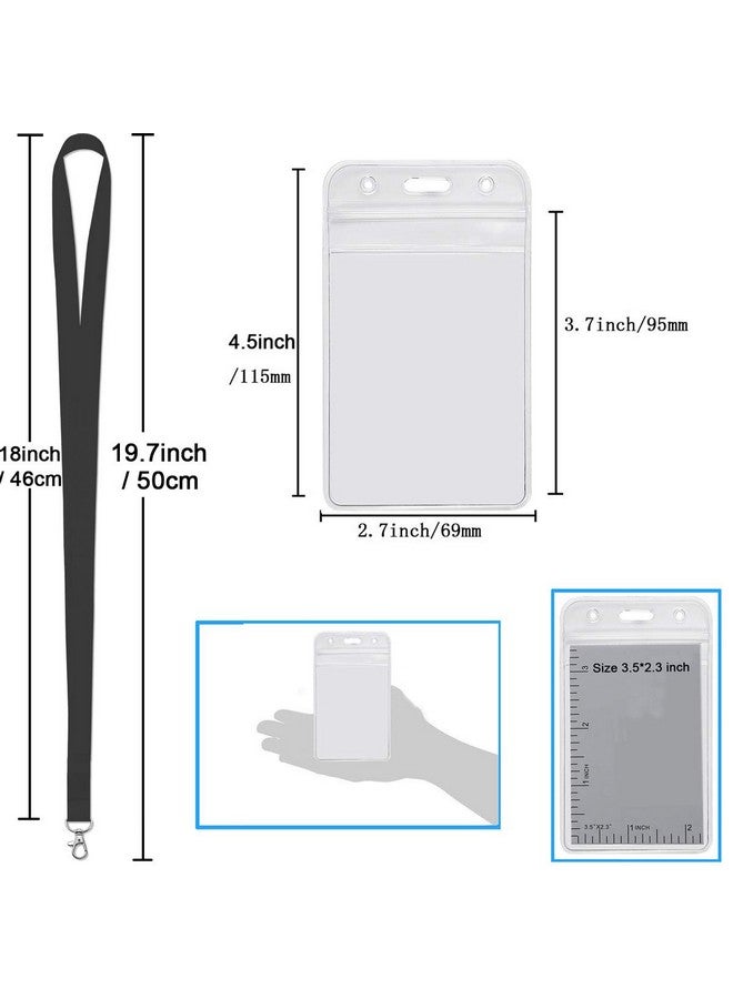 Youowo 5 Pack Black Lanyards Retractable With Id Badges Holder Retractable Badge Reels Lanyard Vertical Lanyard With Id Badge Holder Neck Lanyard For Keys Card Holder - Image 3