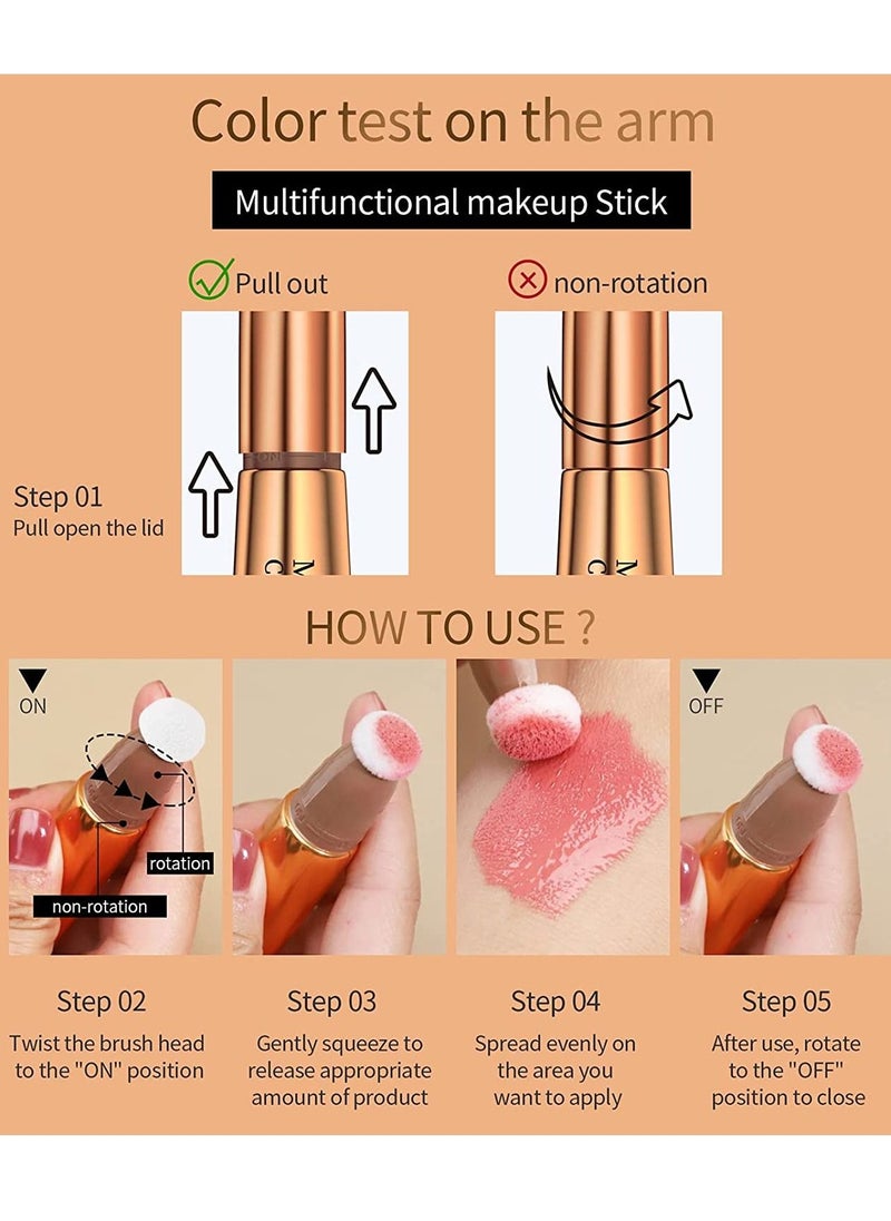 HelloKiss - Cream Contour Beauty Wand Liquid Face Contour Blush Rouge Stick Makeup Pen with Soft Cushion Applicator Lightweight Blendable Super Silky Bronzer Stick #04 - Image 1