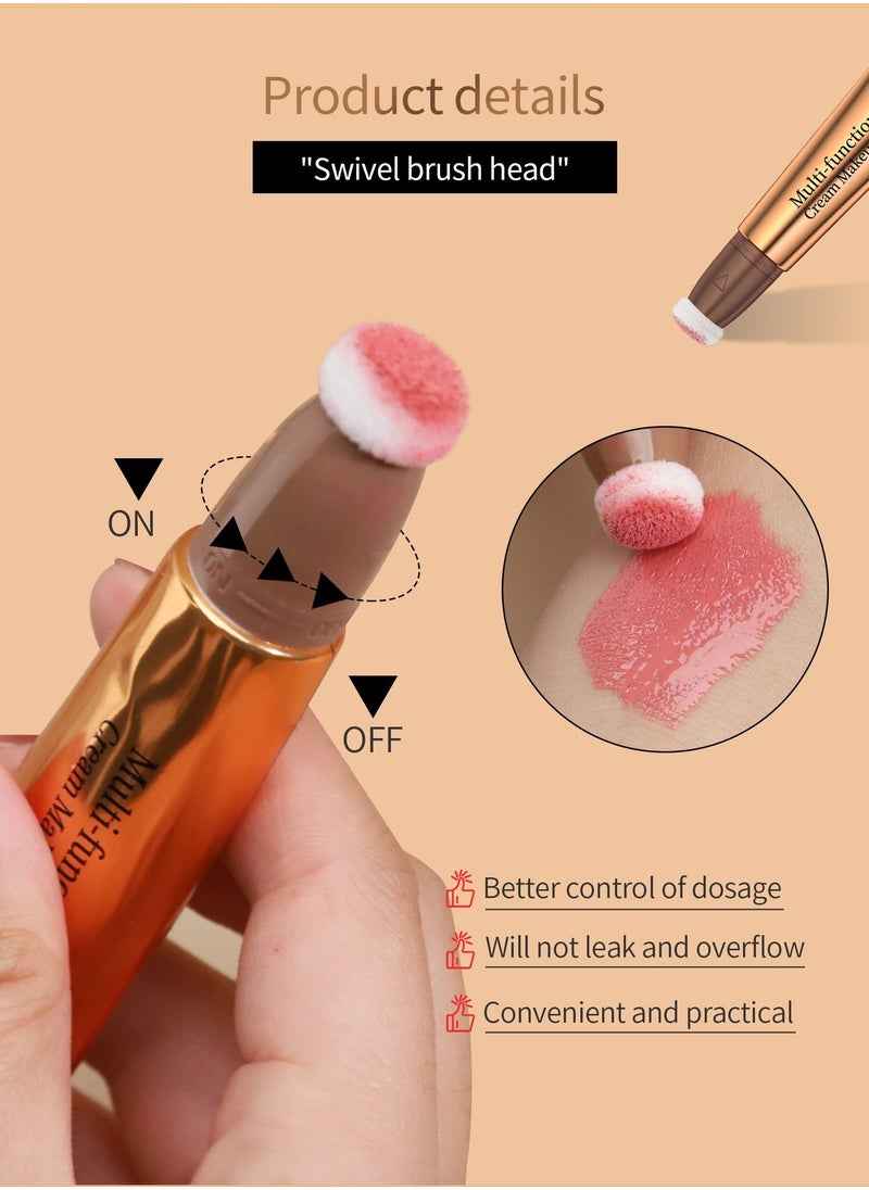 HelloKiss - Cream Contour Beauty Wand Liquid Face Contour Blush Rouge Stick Makeup Pen with Soft Cushion Applicator Lightweight Blendable Super Silky Bronzer Stick #04 - Image 1