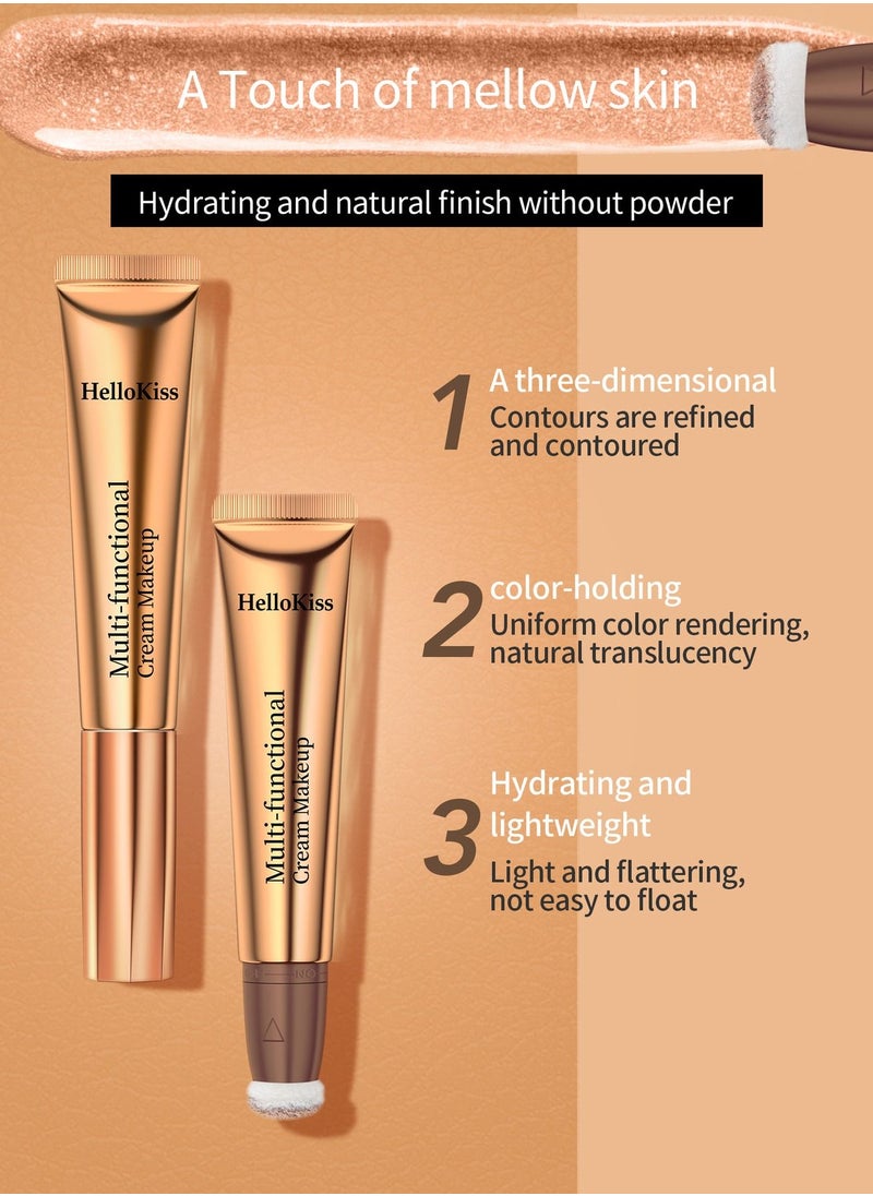 HelloKiss - Cream Contour Beauty Wand Liquid Face Contour Blush Rouge Stick Makeup Pen with Soft Cushion Applicator Lightweight Blendable Super Silky Bronzer Stick #04 - Image 1