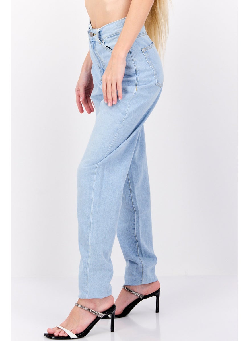 Dr Denim Women Regular Fit Washed Denim Jeans, Light Blue  - Image 2