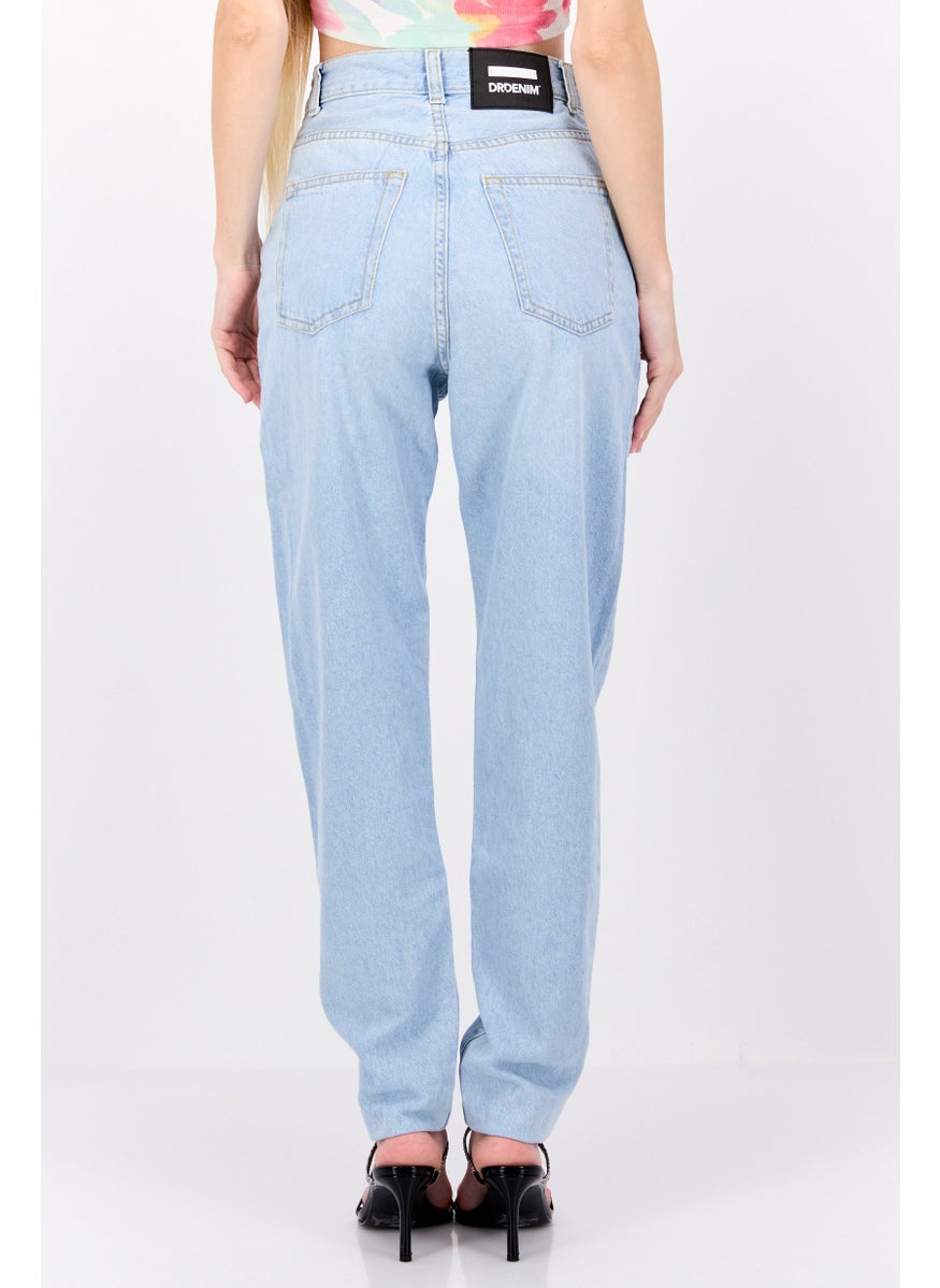 Dr Denim Women Regular Fit Washed Denim Jeans, Light Blue  - Image 3