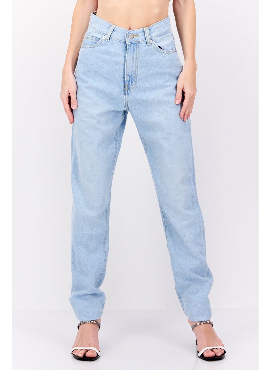 Dr Denim Women Regular Fit Washed Denim Jeans, Light Blue  - Image 1