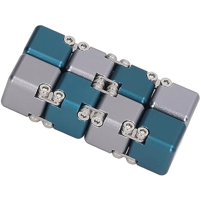VGEBY Sensory Handheld Flip Blocks Brain Relax Anxiety Stress Handheld Blocks Fingertop Alloy DIY for Adults for ADHD (Blue Gray) - Image 5
