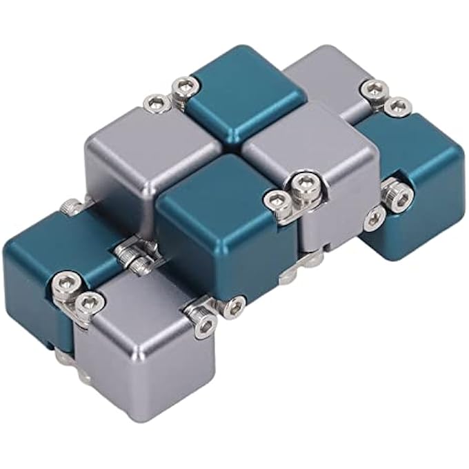 VGEBY Sensory Handheld Flip Blocks Brain Relax Anxiety Stress Handheld Blocks Fingertop Alloy DIY for Adults for ADHD (Blue Gray) - Image 2