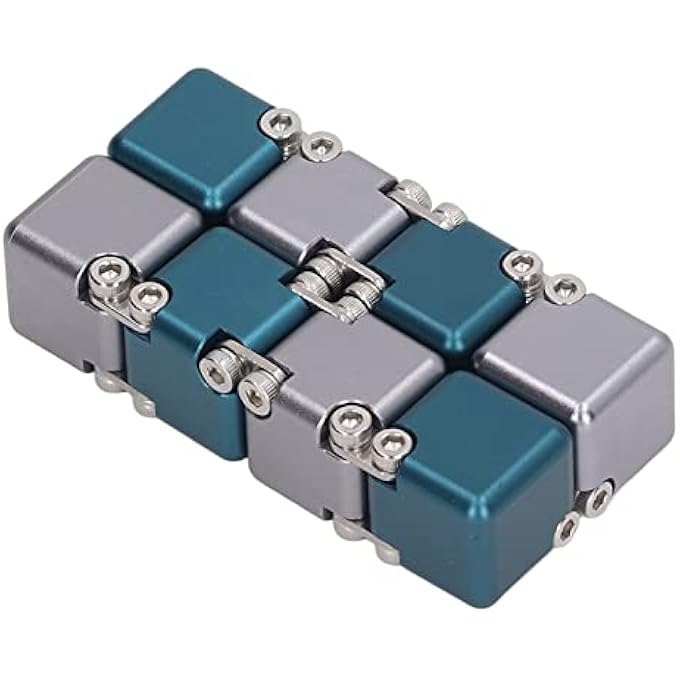 VGEBY Sensory Handheld Flip Blocks Brain Relax Anxiety Stress Handheld Blocks Fingertop Alloy DIY for Adults for ADHD (Blue Gray) - Image 3