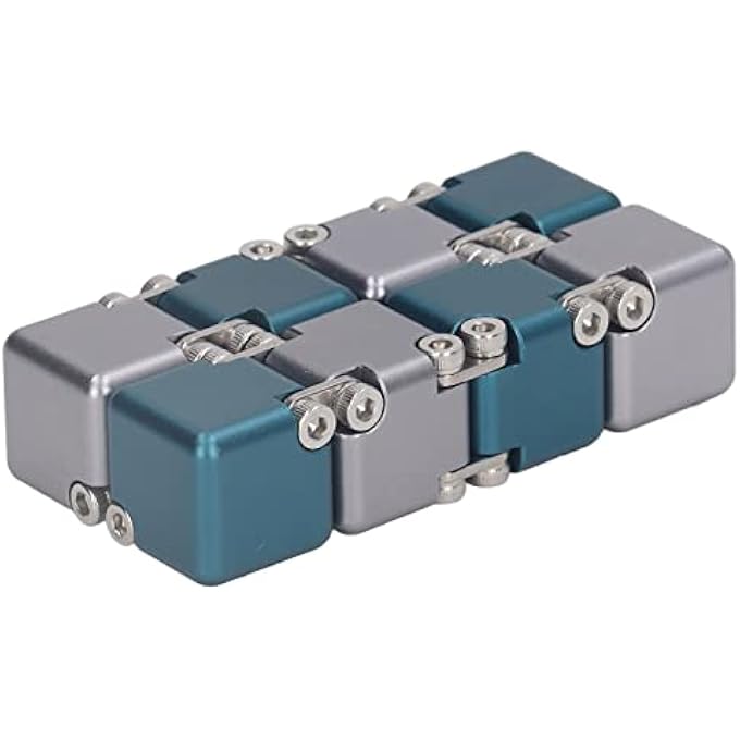 VGEBY Sensory Handheld Flip Blocks Brain Relax Anxiety Stress Handheld Blocks Fingertop Alloy DIY for Adults for ADHD (Blue Gray) - Image 4