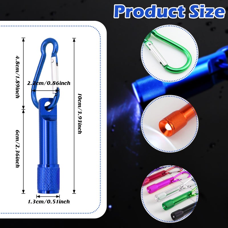 CZBRO 60 Pack Mini Keychain Flashlights Bulk, Ultra-Bright LED Metal Carabiner Clip Lights,Compact Emergency Lights for Camping, Hiking, Cycling, Survival Kits(60) - Image 2
