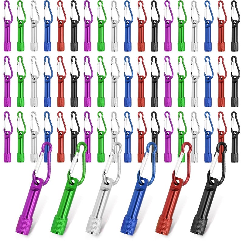 CZBRO 60 Pack Mini Keychain Flashlights Bulk, Ultra-Bright LED Metal Carabiner Clip Lights,Compact Emergency Lights for Camping, Hiking, Cycling, Survival Kits(60) - Image 1