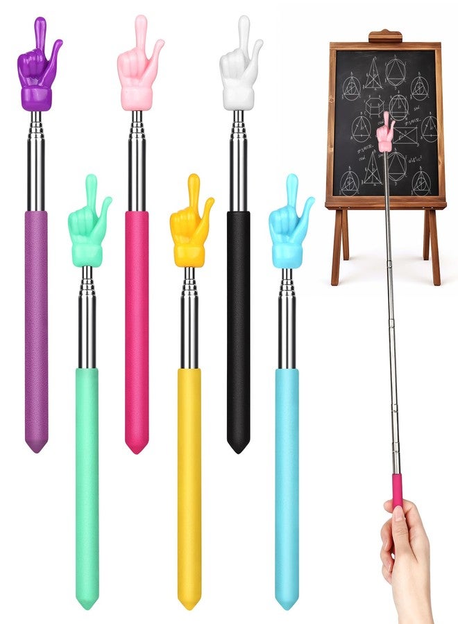 KINYFY 6 Pcs Telescopic Teacher Pointer Sticks, Extendable Hand Pointers, Retractable Classroom Finger Pointer Sticks for School Teaching, Enterprise Training, Conference Presentation - Image 1