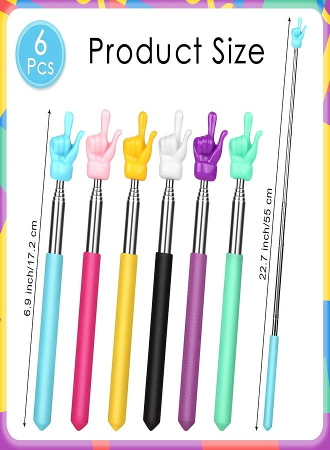 KINYFY 6 Pcs Telescopic Teacher Pointer Sticks, Extendable Hand Pointers, Retractable Classroom Finger Pointer Sticks for School Teaching, Enterprise Training, Conference Presentation - Image 2