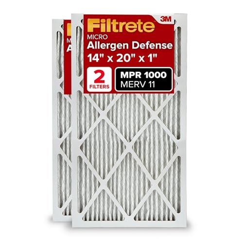 Filtrete 14x20x1 AC Furnace Air Filter, MERV 11, MPR 1000, Micro Allergen Defense, 3-Month Pleated 1-Inch Electrostatic Air Cleaning Filter, 2 Pack (Actual Size 13.781 x 19.781 x 0.84 in) - Image 1