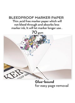Bianyo Bleedproof Marker Paper Pad A4(8.27X11.69) 50 Sheets 18 Lb / 70 Gsm Gluebound 100% Cotton White Ideal For Use With Markers And Ink Mediums  - Image 2