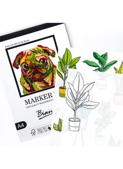 Bianyo Bleedproof Marker Paper Pad A4(8.27X11.69) 50 Sheets 18 Lb / 70 Gsm Gluebound 100% Cotton White Ideal For Use With Markers And Ink Mediums  - Image 5